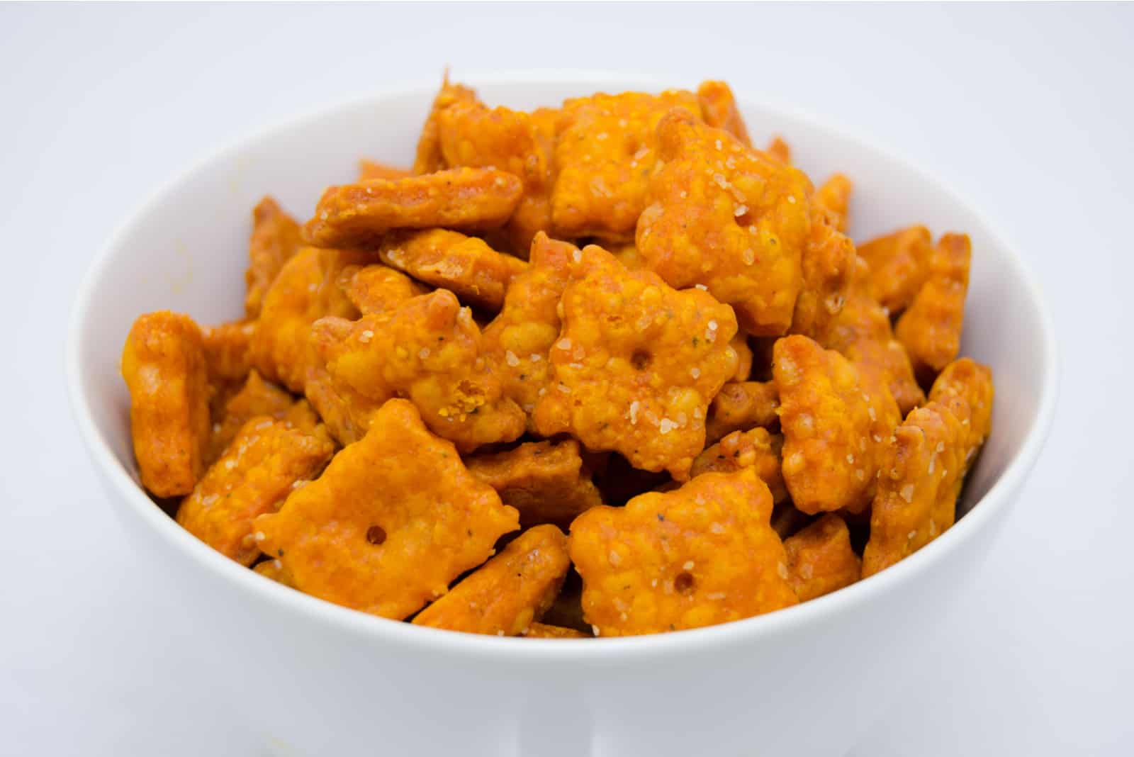 Cheez-Its snacks in a white bowl