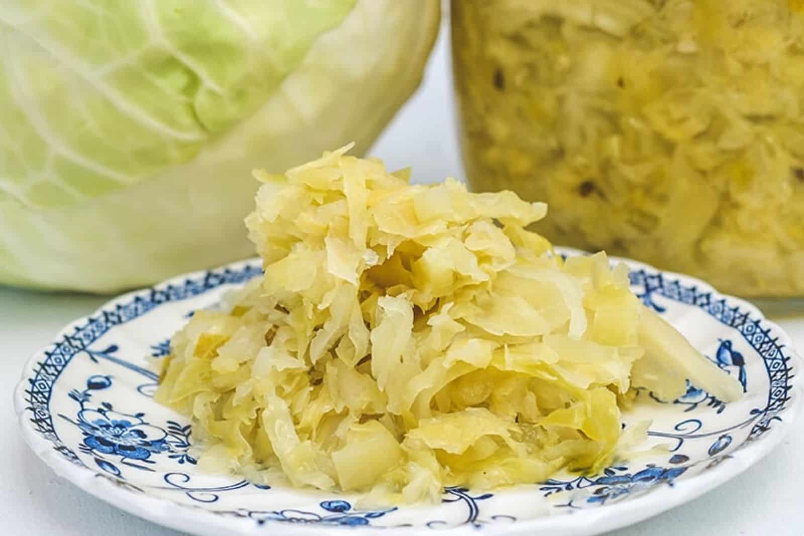 grated cabbage on a plate