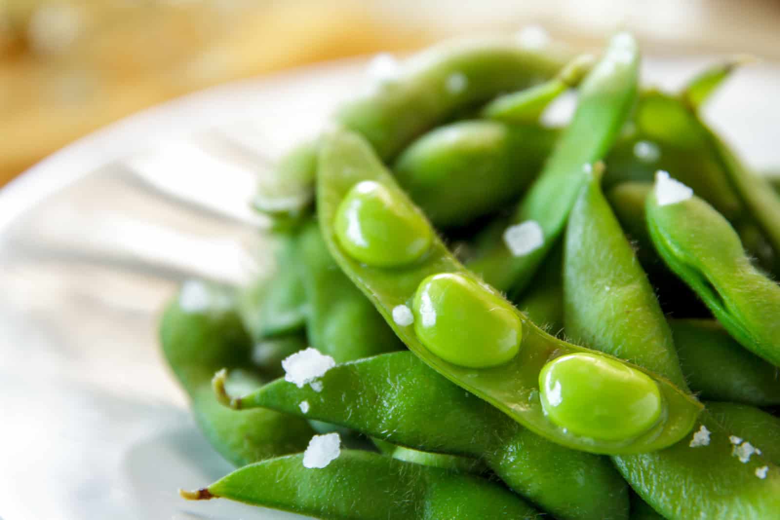 green fresh edamame in a bowl