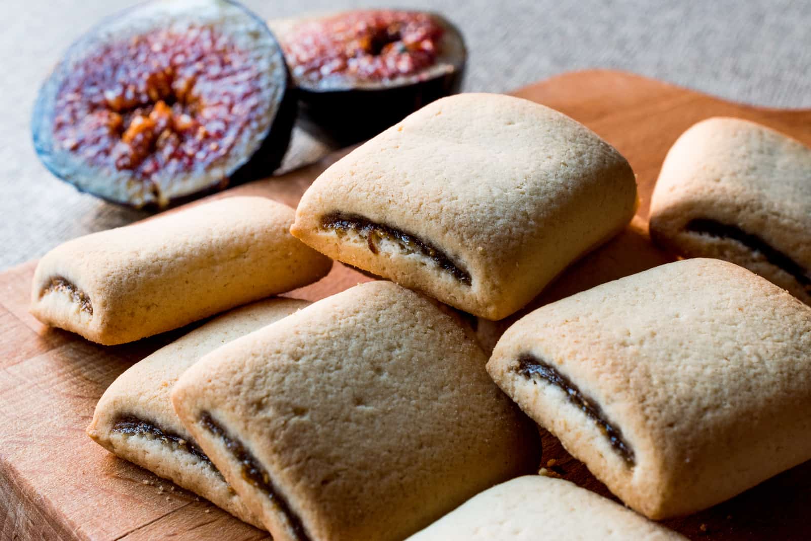 Fig Cookies on wooden surface