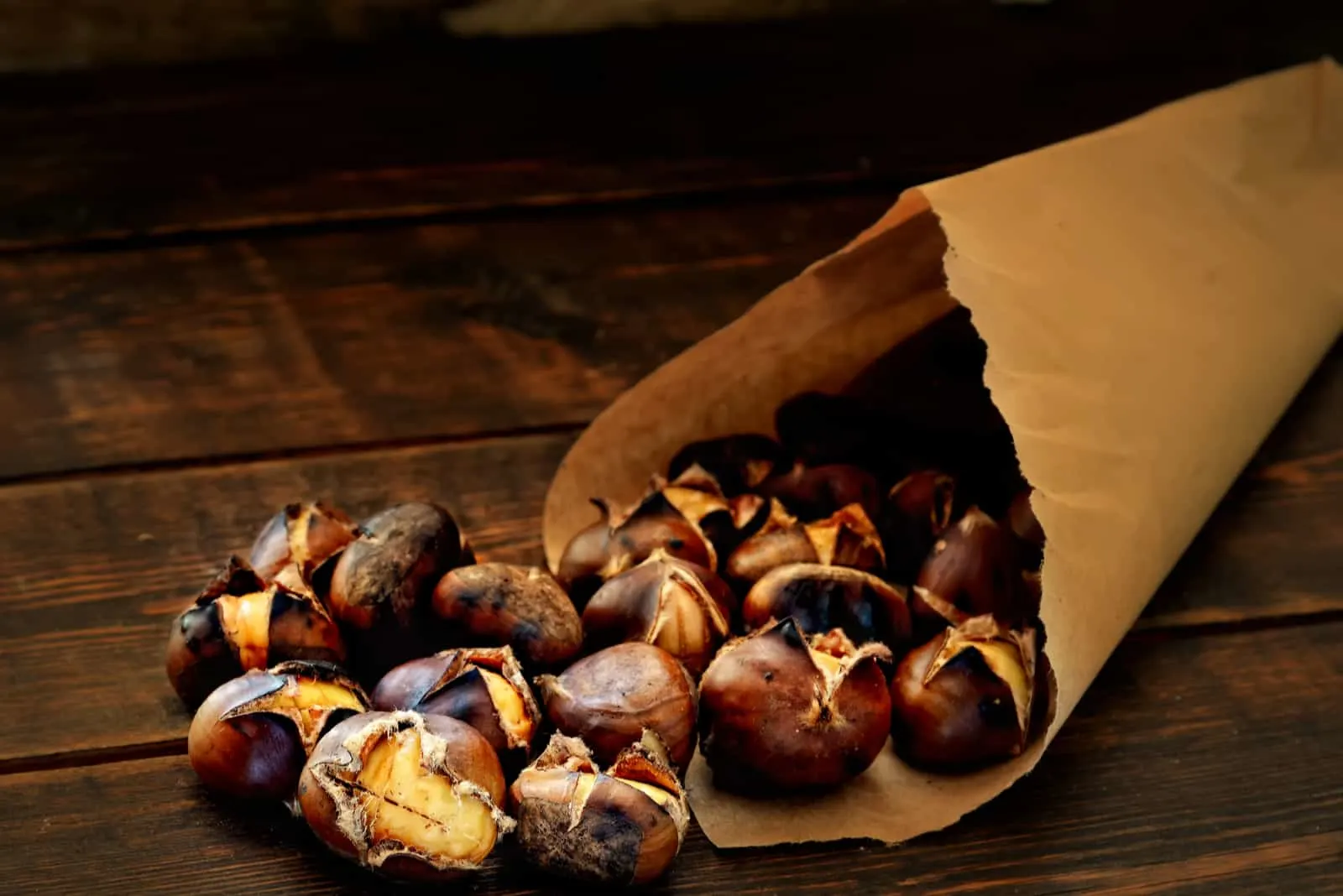 roasted chestnuts on paper
