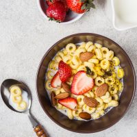 beautifuly decorated bowl with cheerios