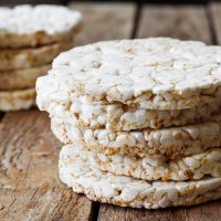 rice cakes on wooden table