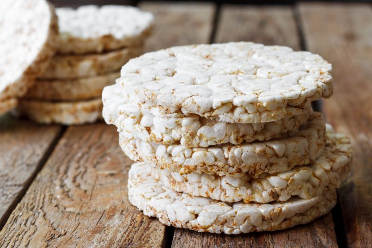 rice cakes on wooden table