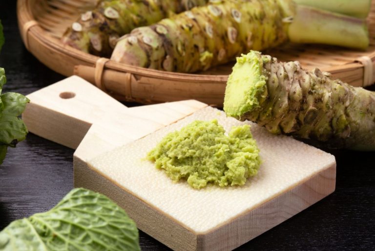 traditionally grated japanese radish wasabi