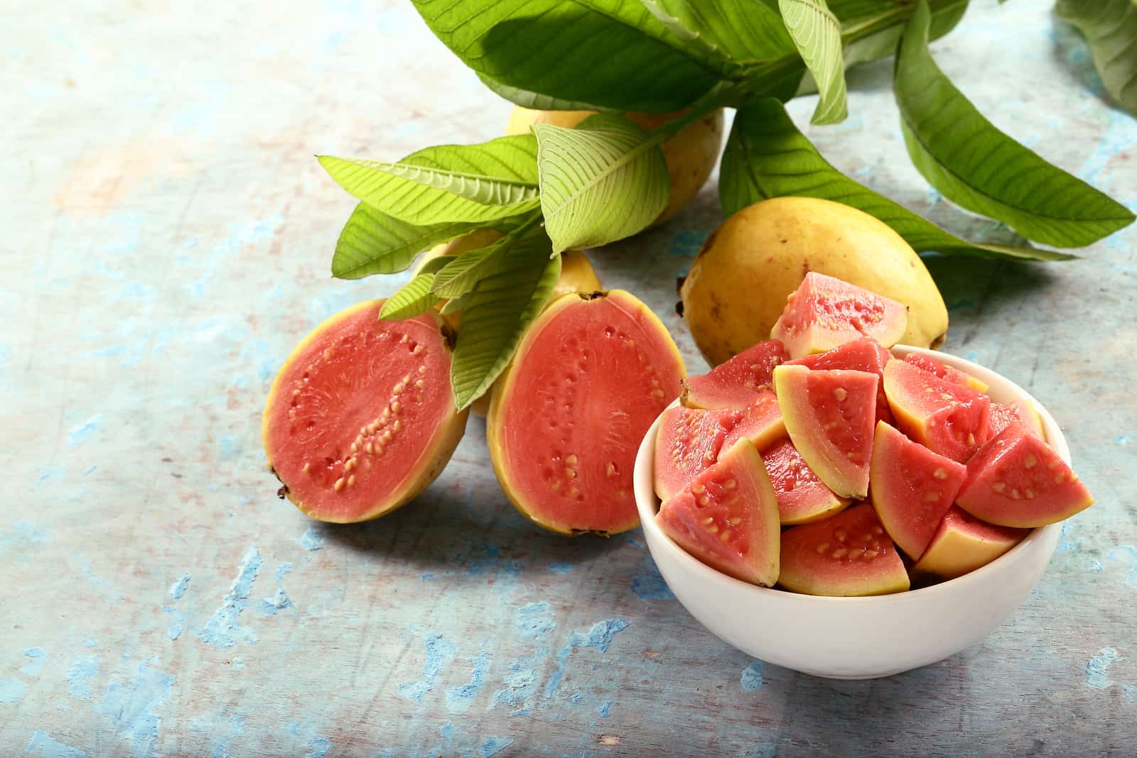 healthy fresh pink guava fruit salad
