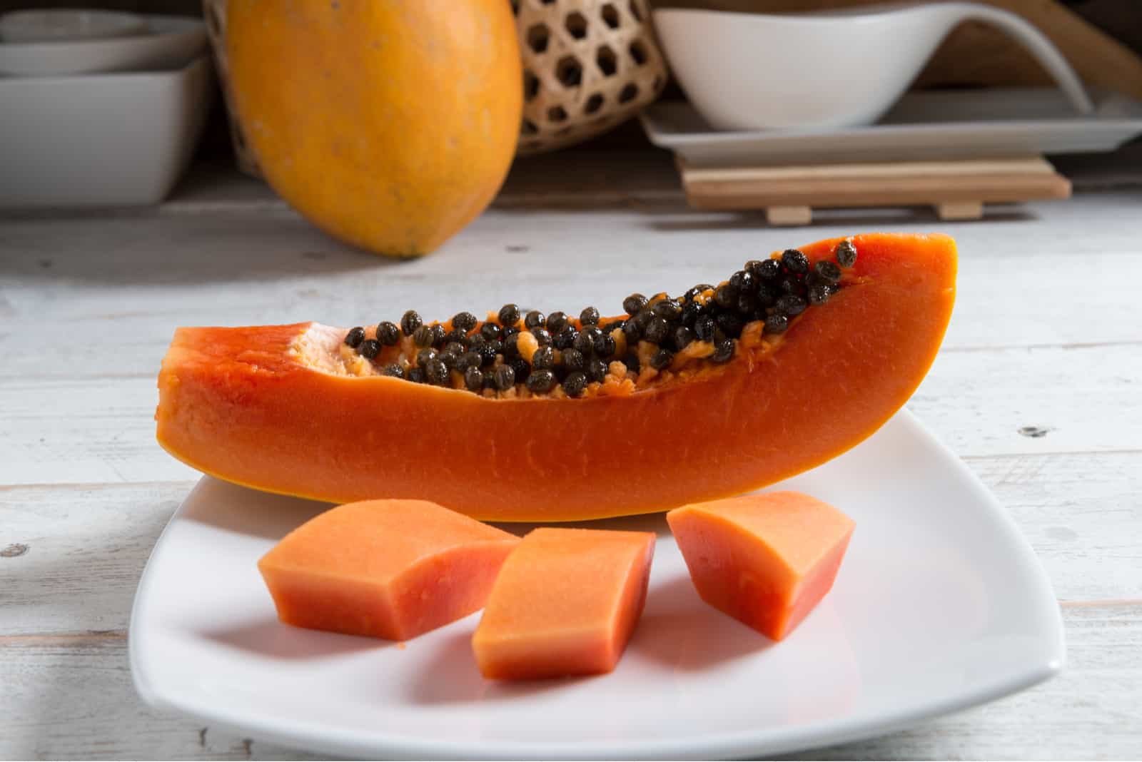 papaya fruit on a plate
