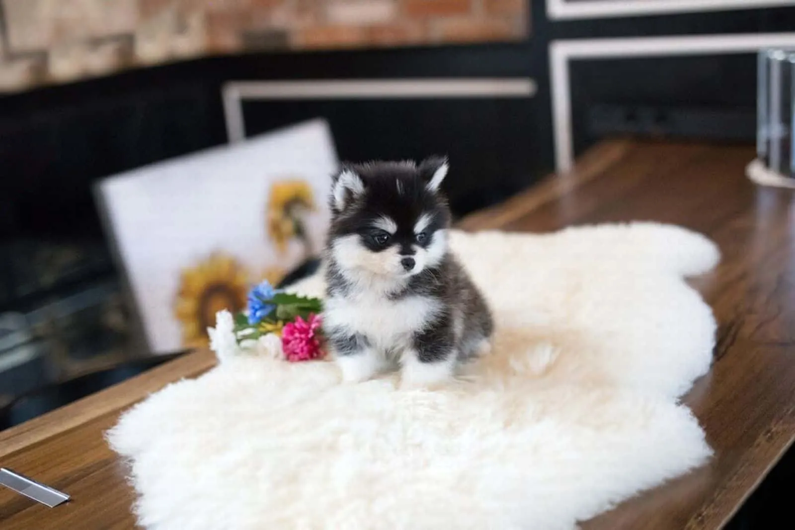gucci teacup pomsky at home resting
