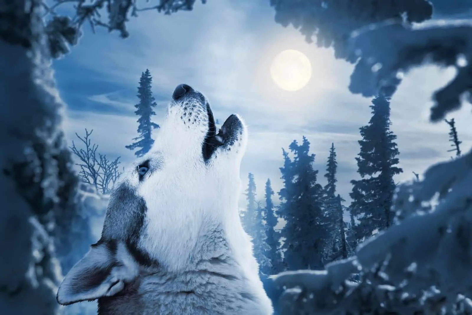 howling to the moon image of a siberian husky 