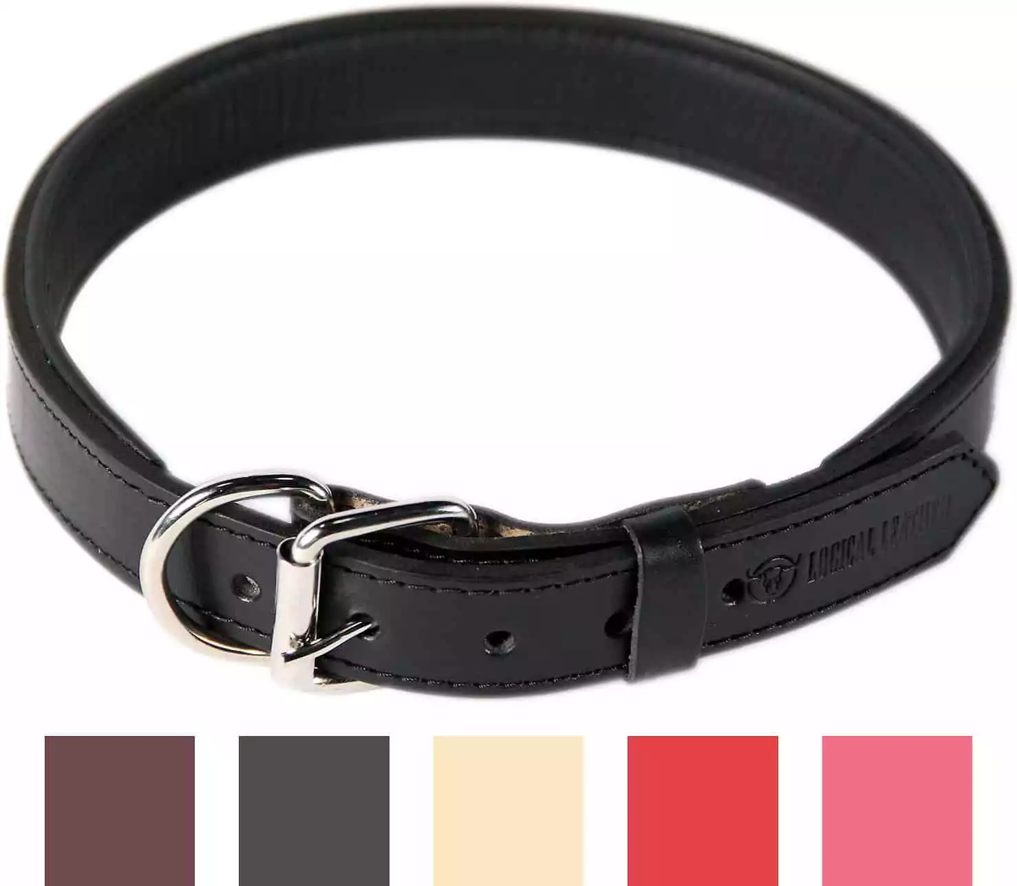 Logical Leather Padded Dog Collar