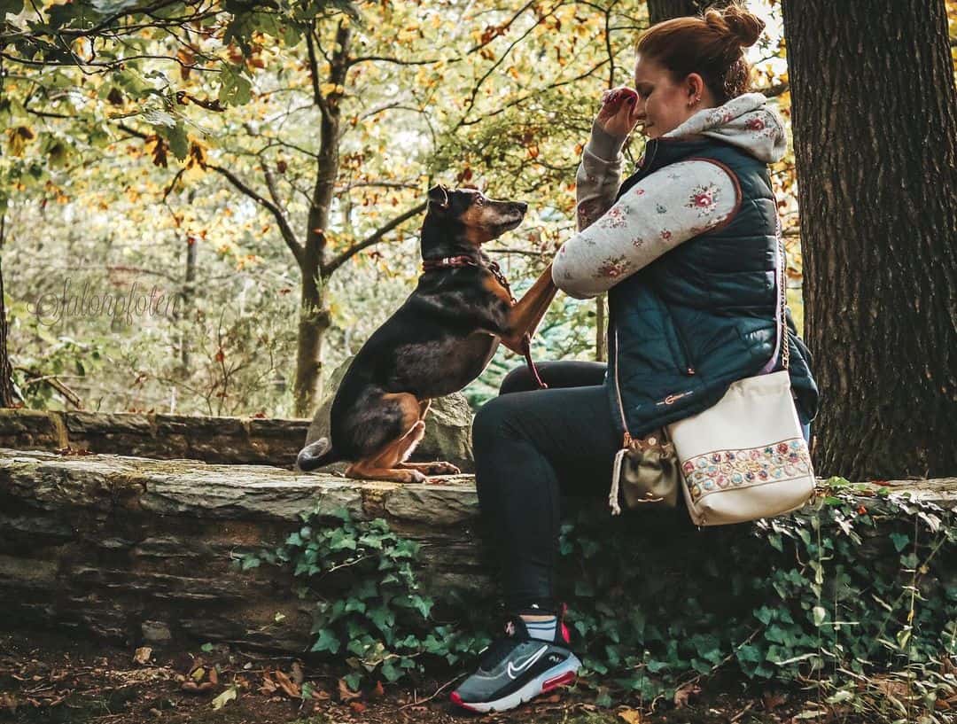 woman with her dog