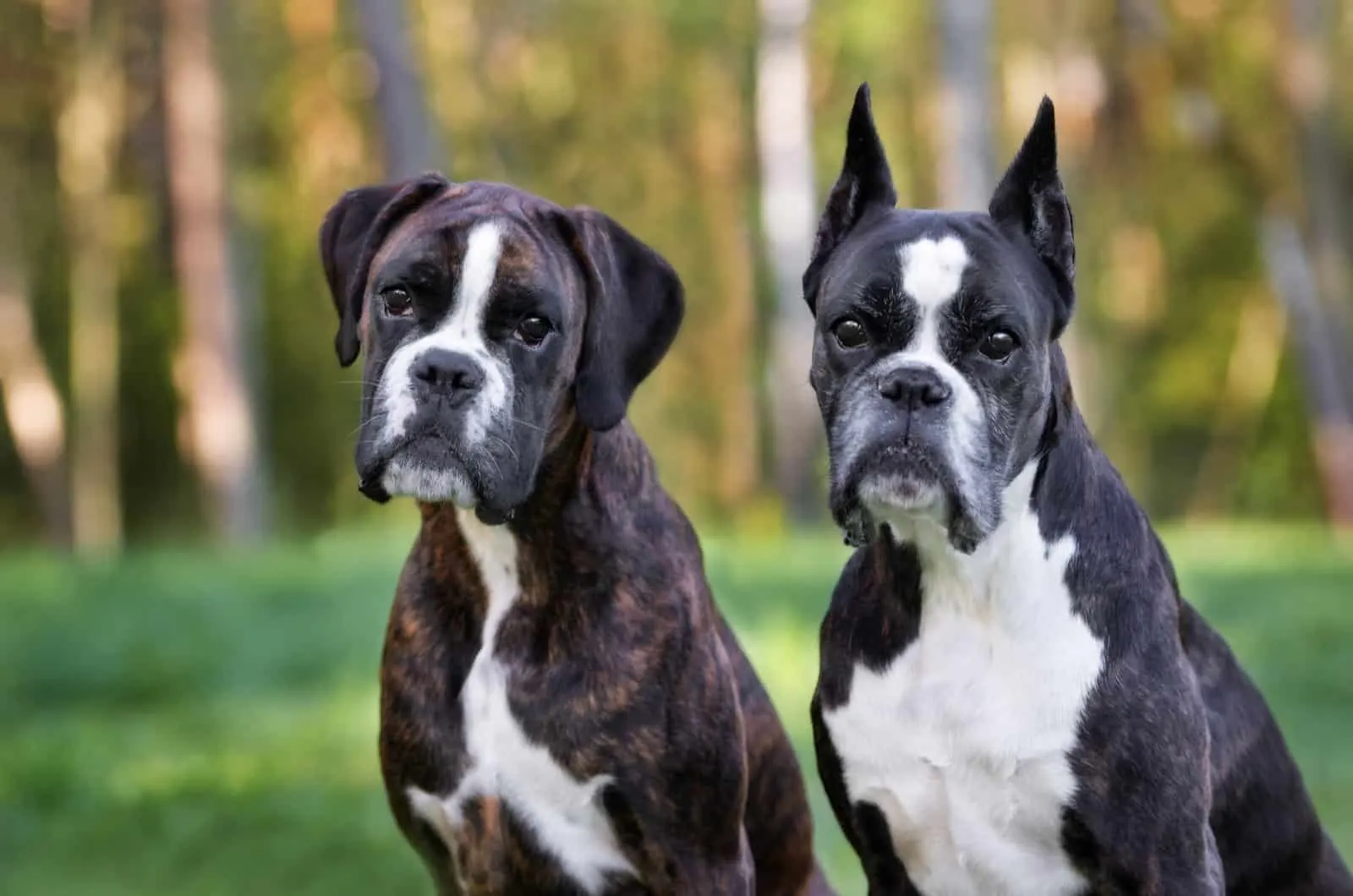 two adult boxer dogs
