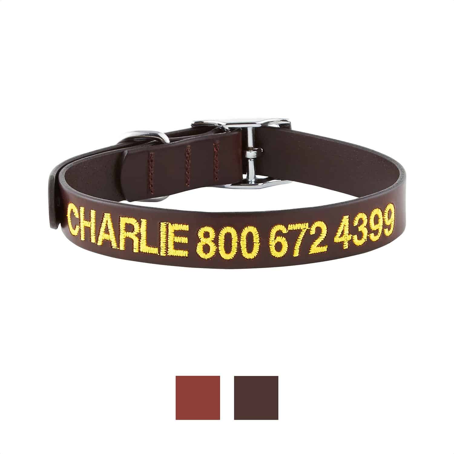 GoTags Personalized Leather Dog Collar