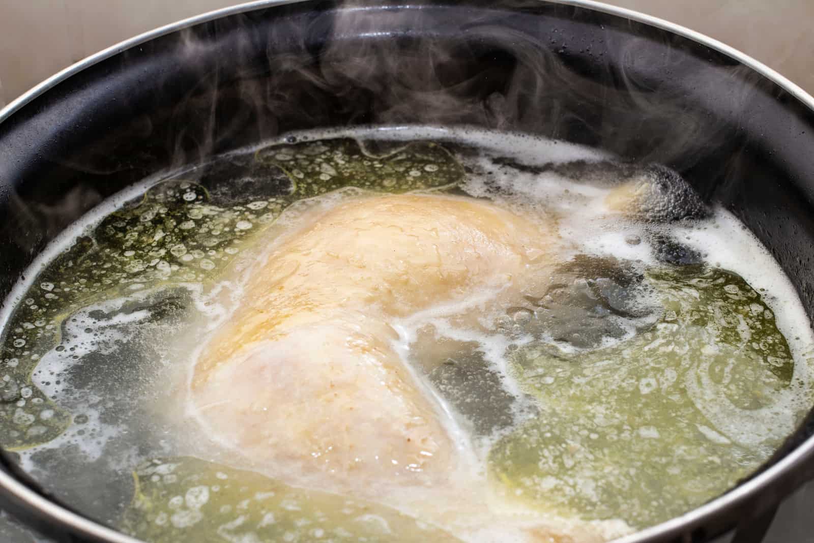 boiled chicken ready in pot