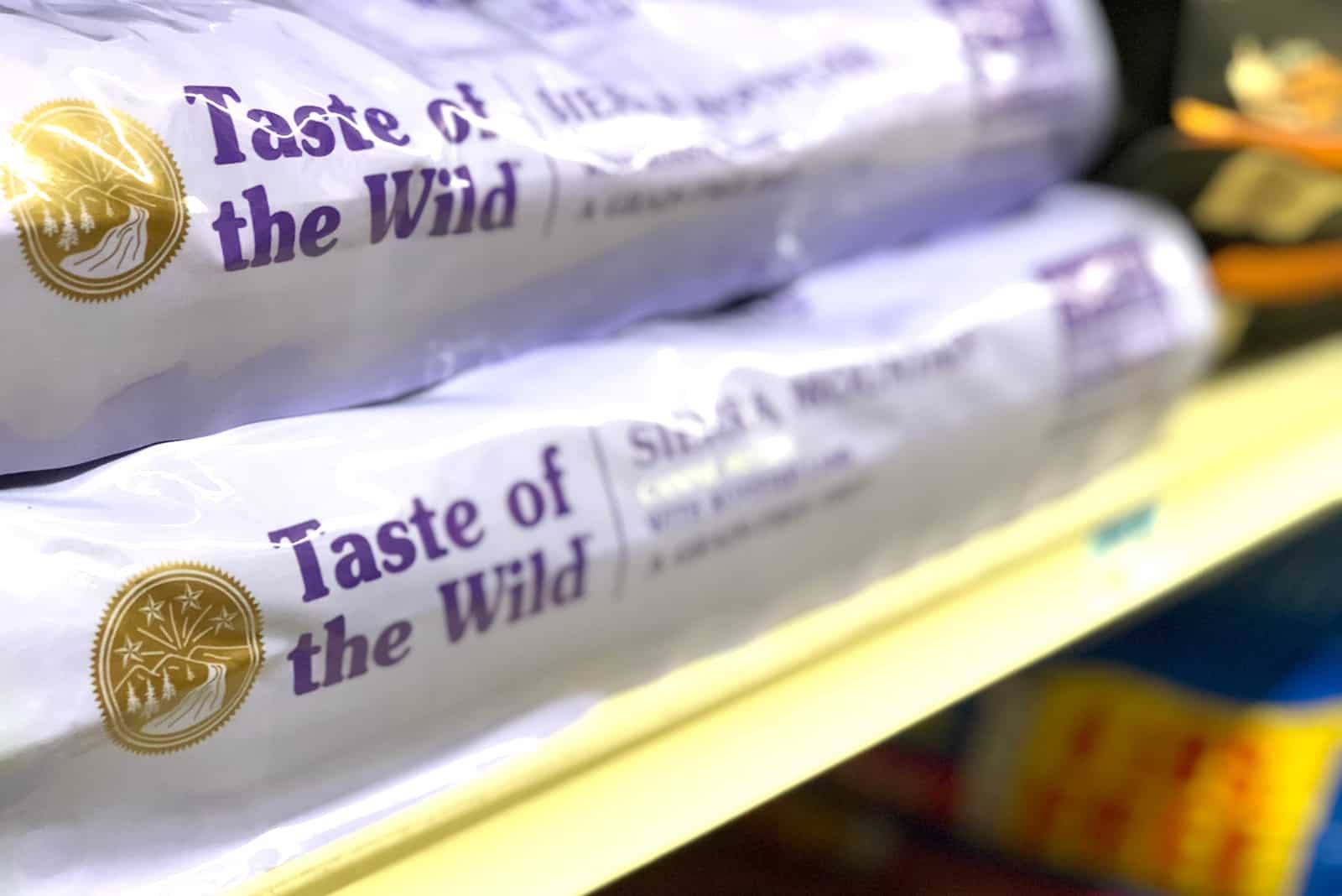 Taste of the Wild brand dog food in bags