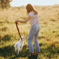 woman with her dog