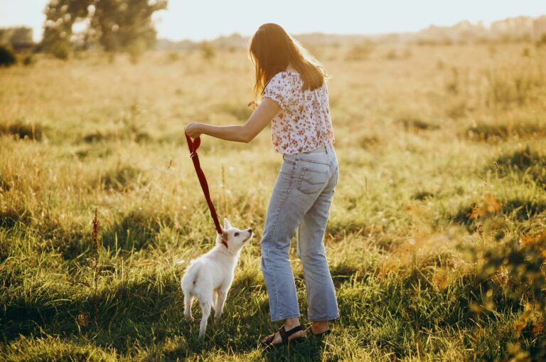 woman with her dog