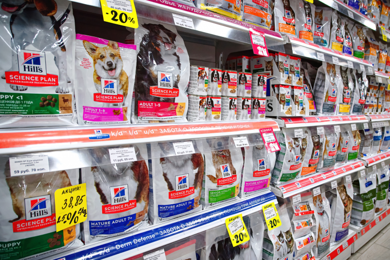 dog food on the shelves