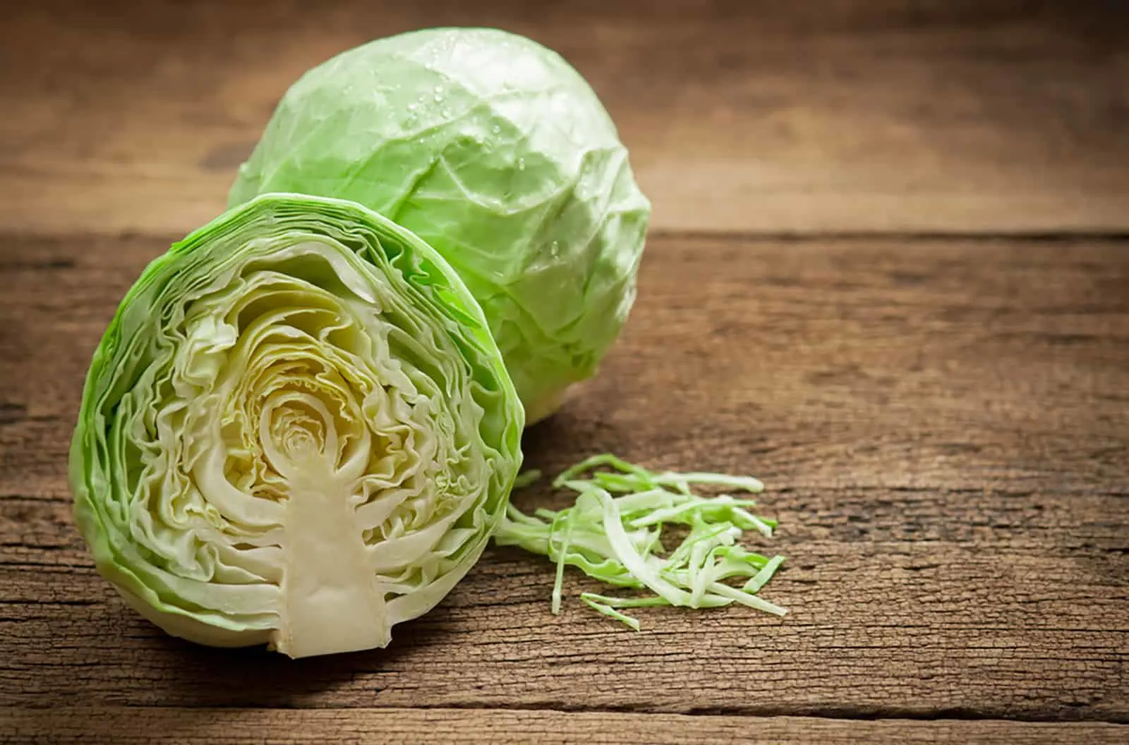 cutted cabbage on wodden table