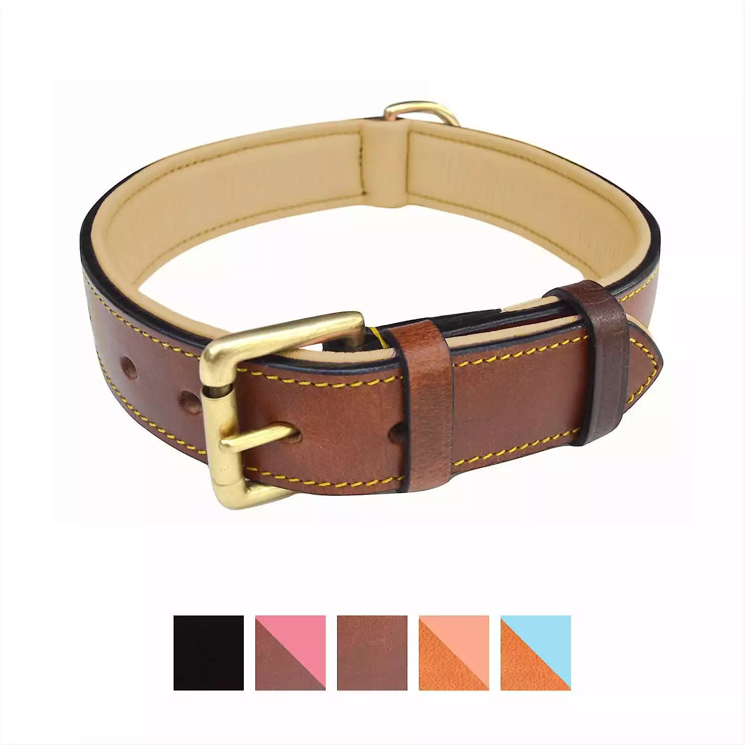 Soft Touch Collars Leather Two-Tone Padded Dog Collar