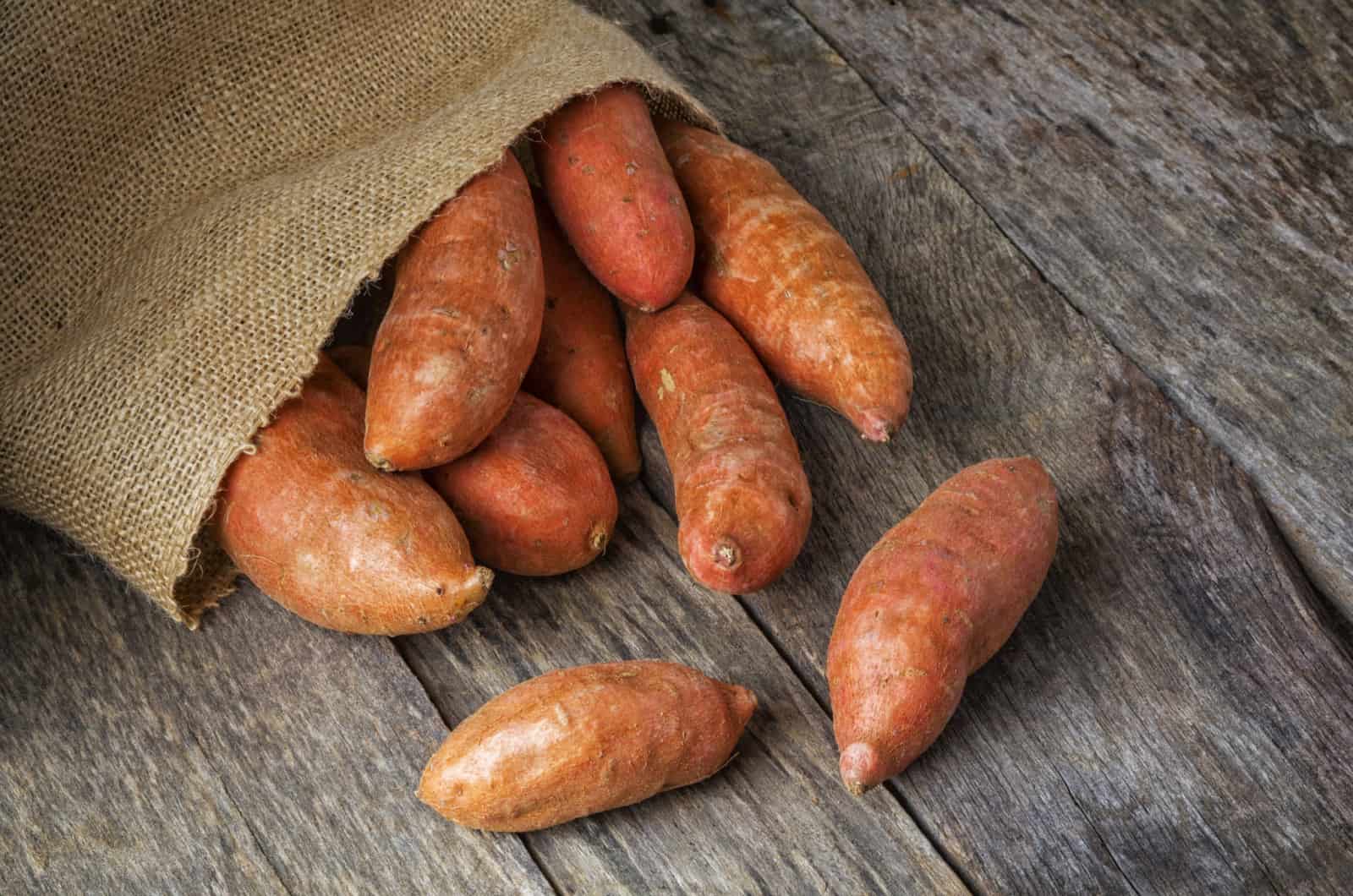sweet potatoes in a sack
