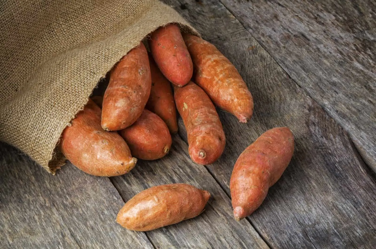 sweet potatoes in a sack
