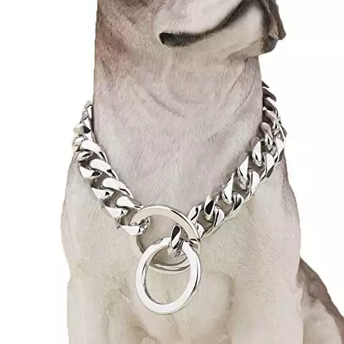 Silver Phantom Heavy Duty Choke Cuban Chain Dog Collar