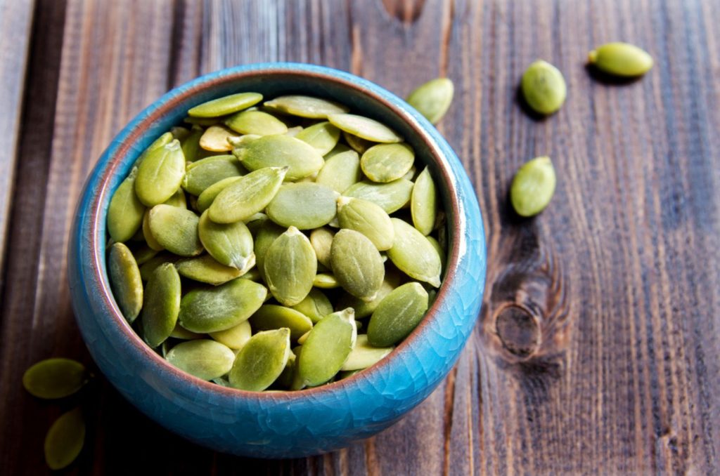 pumpkin seeds in a bowl