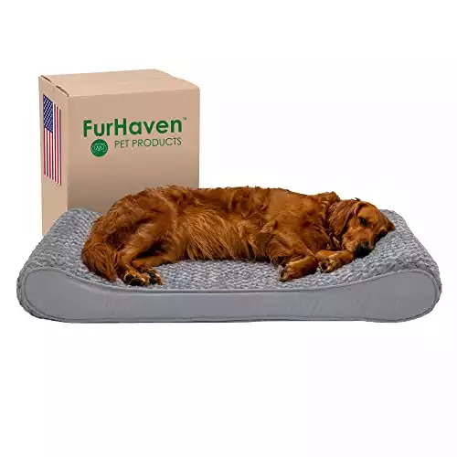 Furhaven Dog Bed Ultra Plush Faux Fur & Suede Luxe Lounger