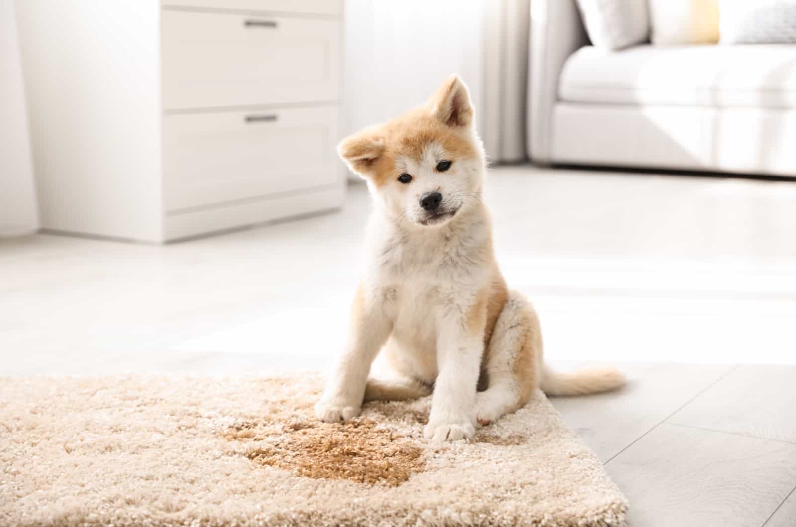 puppy making a mess on carpet