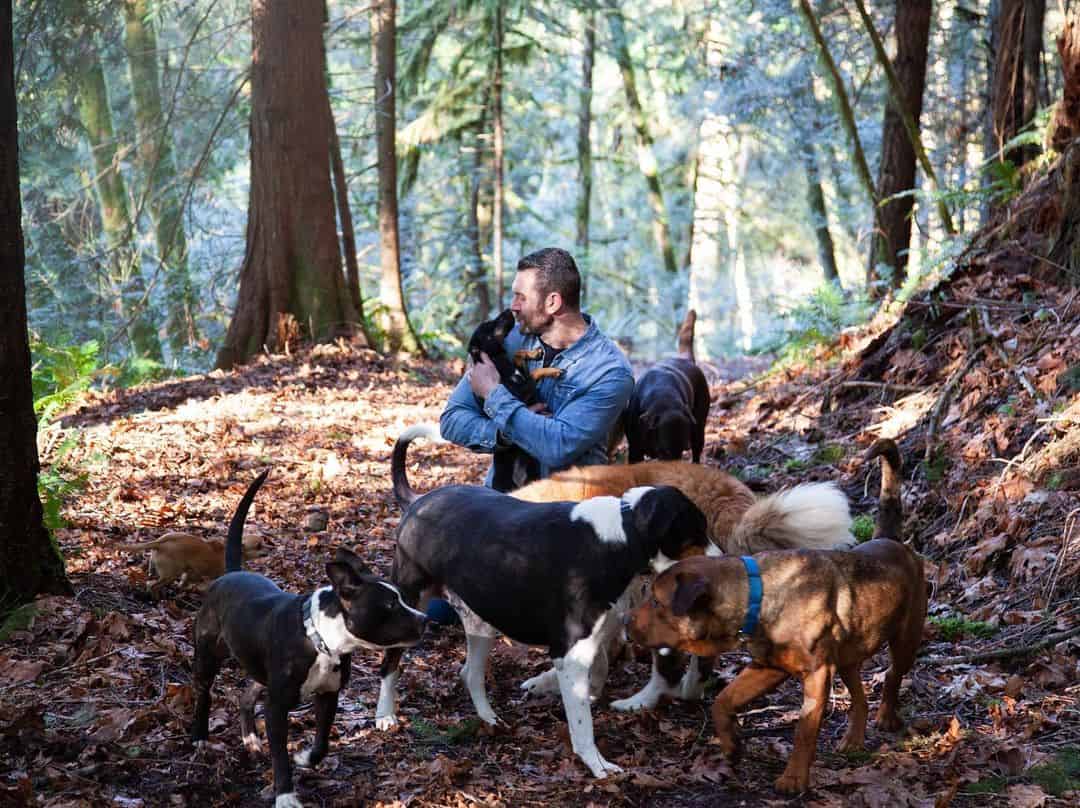 Tony's owner with his pets