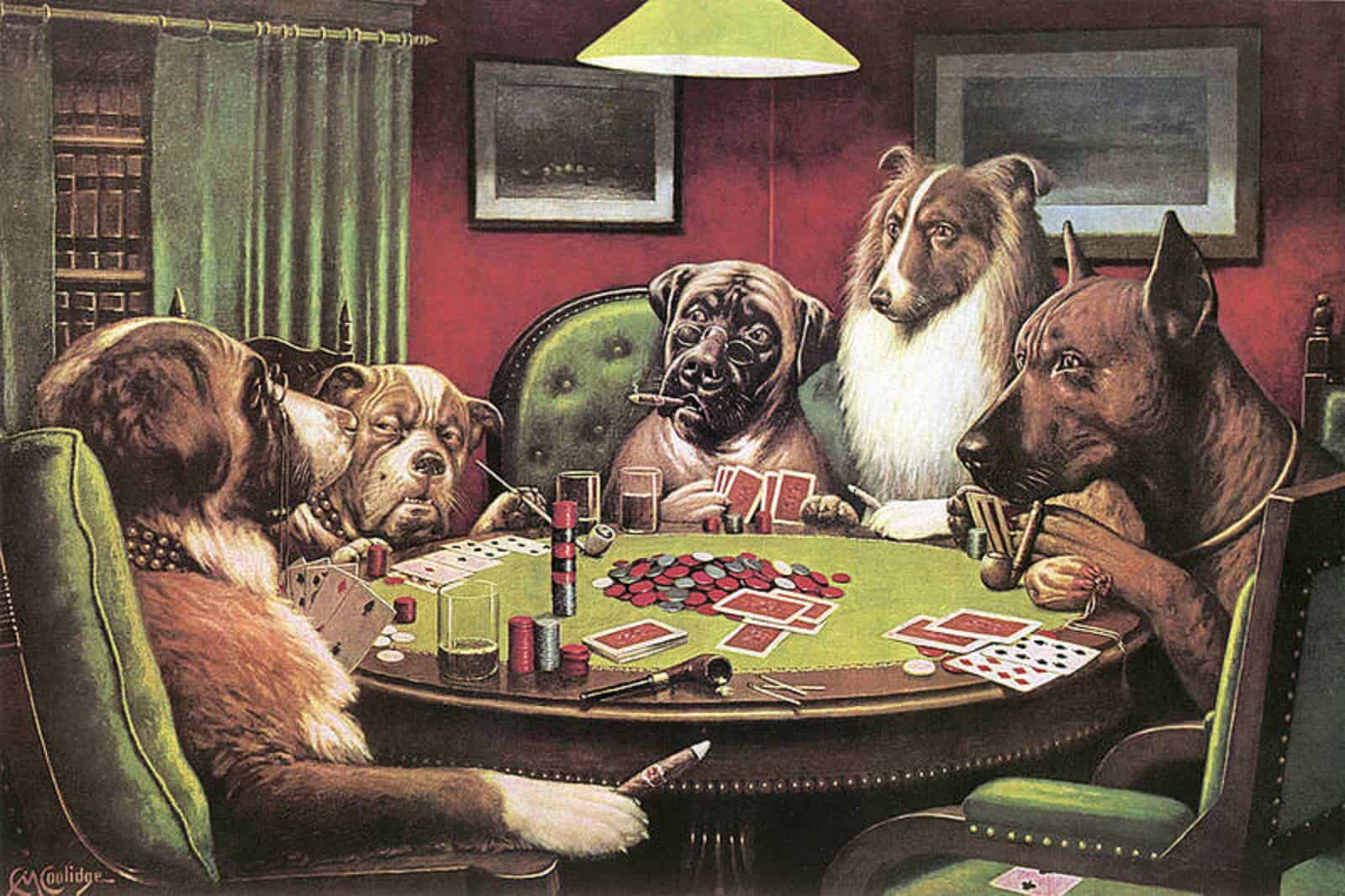 painting of dogs playing poker