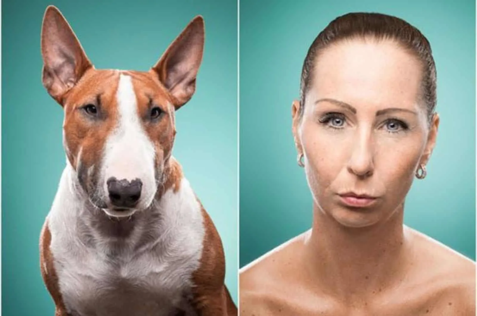 woman and dog looking similar