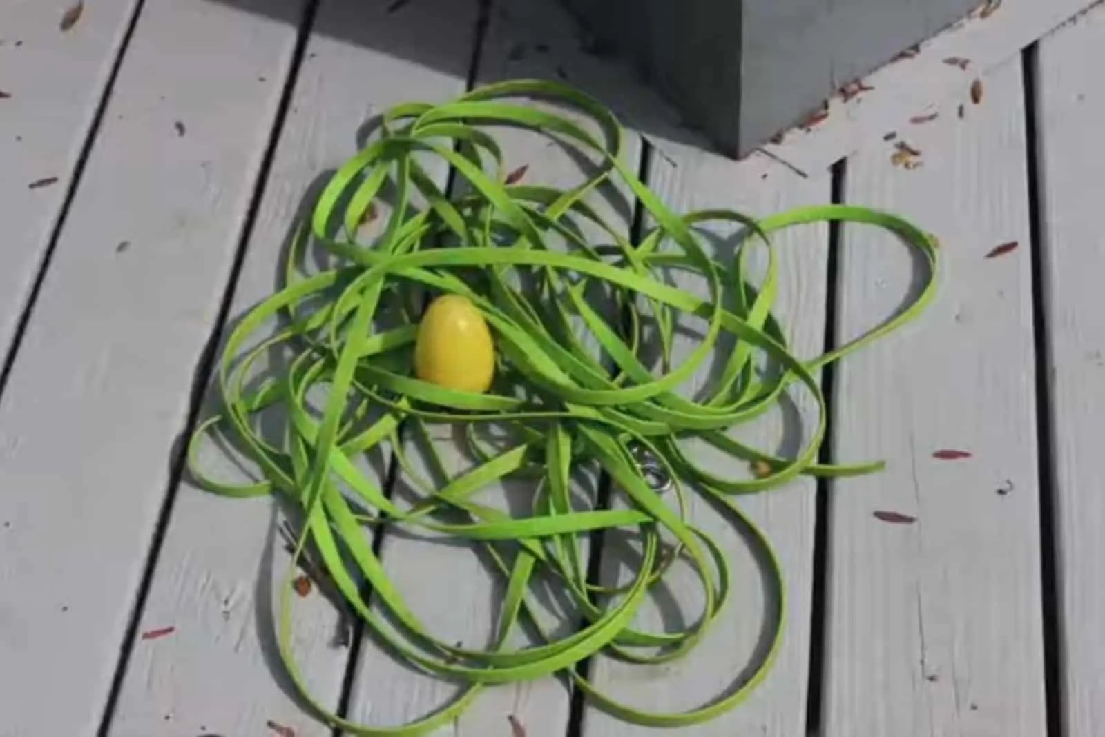 Easter egg wrapped in green twine
