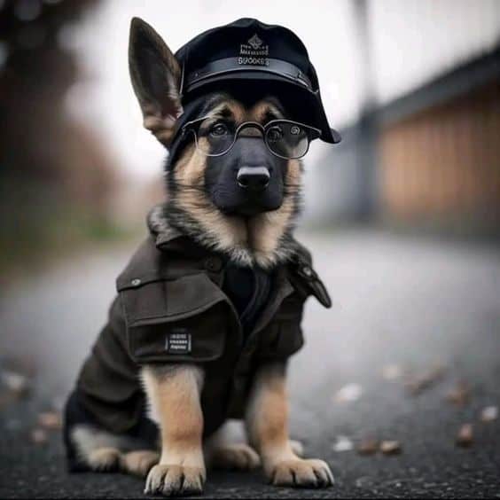 funny german shepherd dressed as police officer