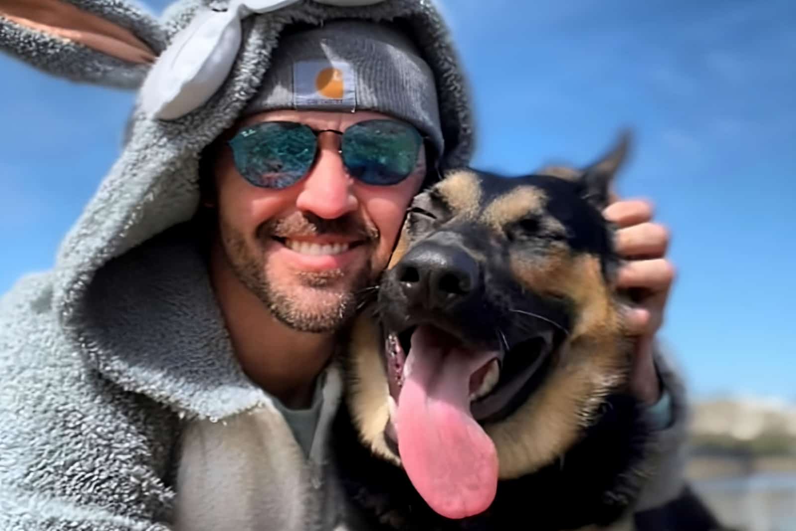 happy man with dog
