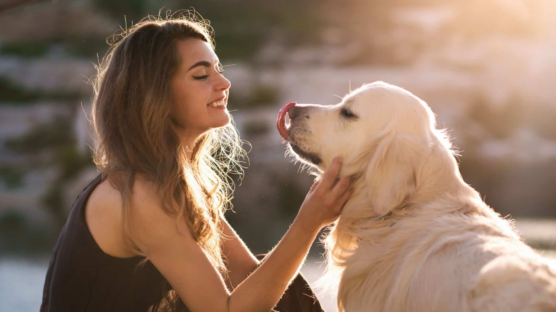 woman and her dog