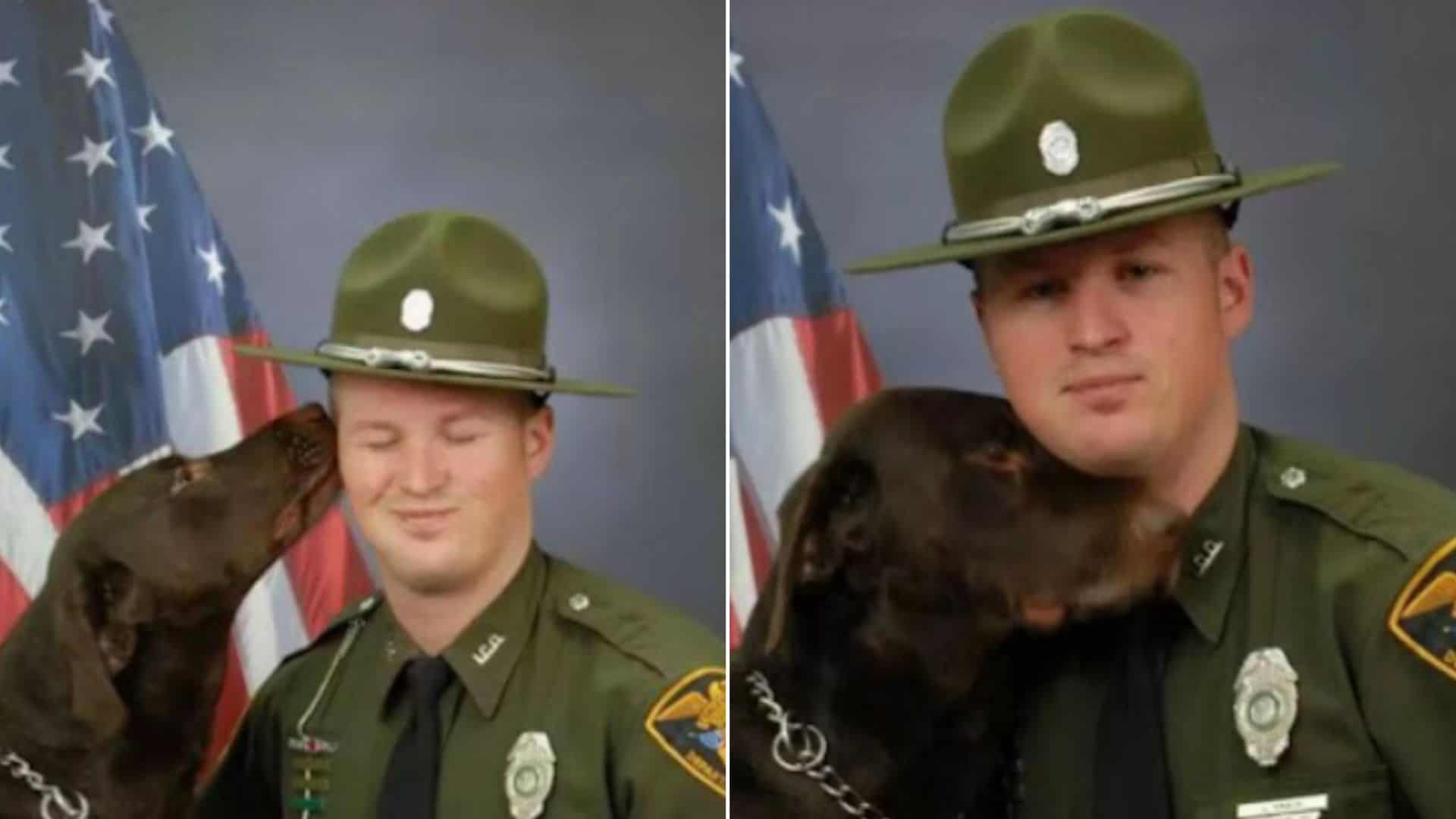 K9 Shows Affection To His Partner During The Official Department Photoshoot