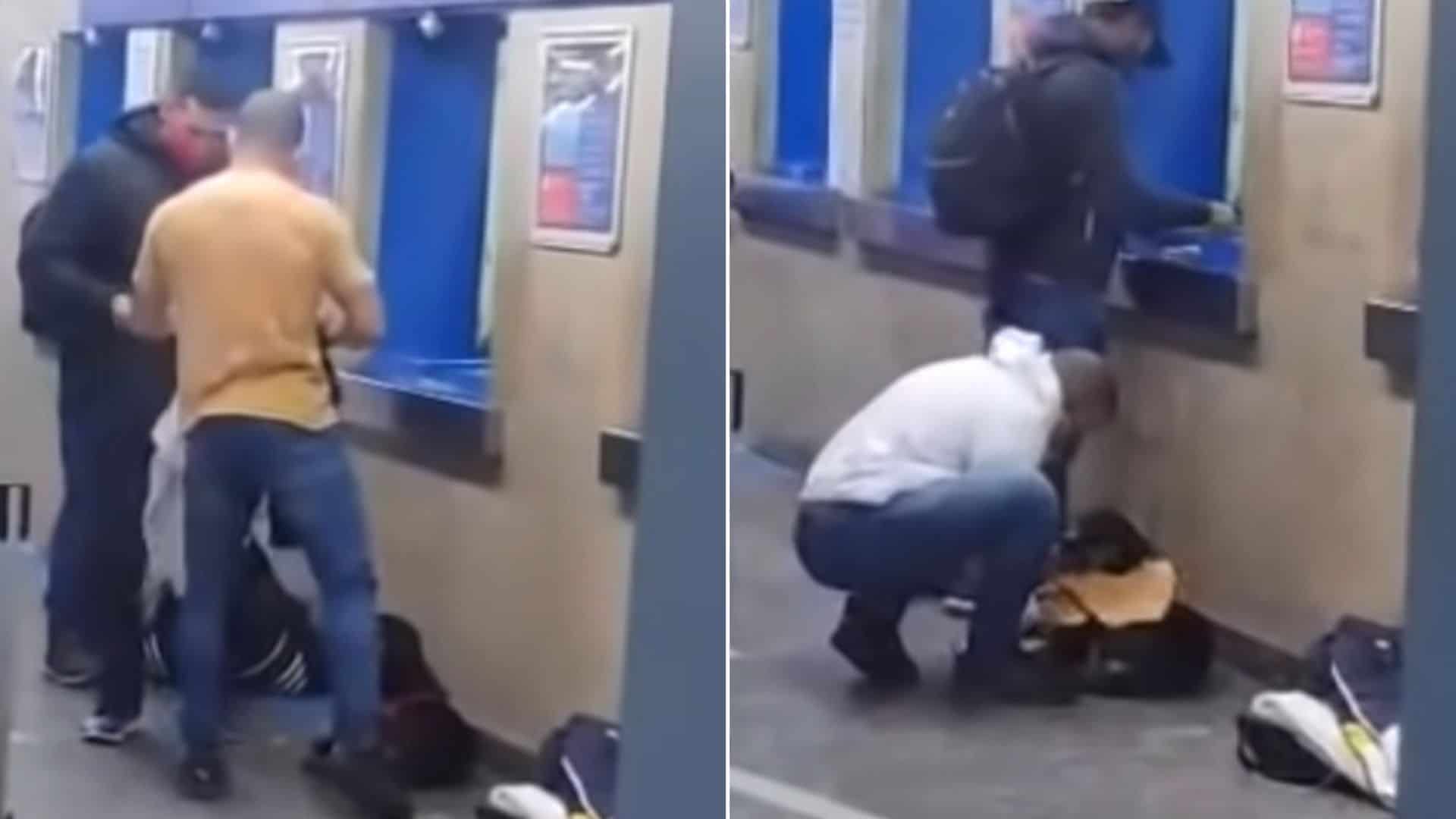 the man gives the dog his mother to keep him warm