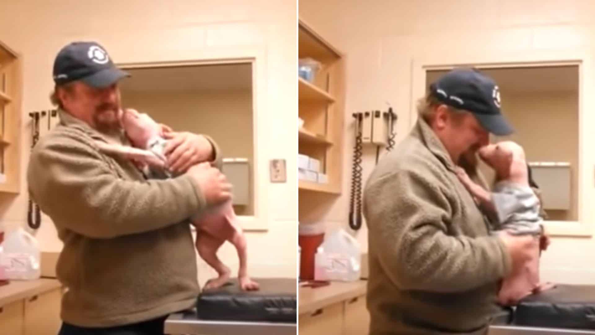 man provides a forever home to a pitbull mix puppy