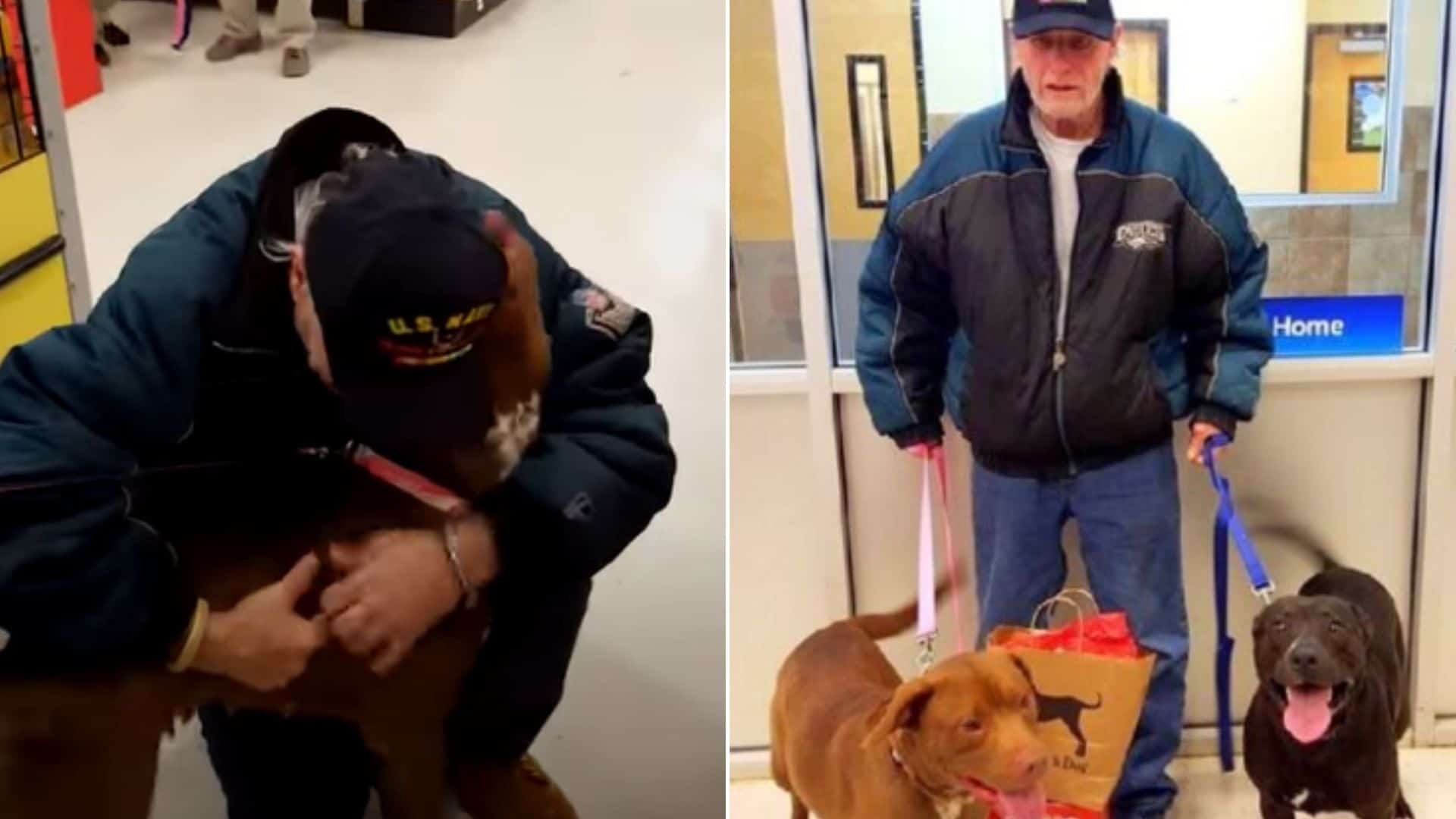 veteran with his dog back