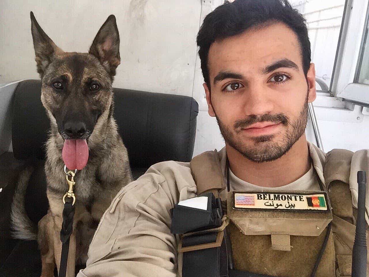 military officer with german shepherd