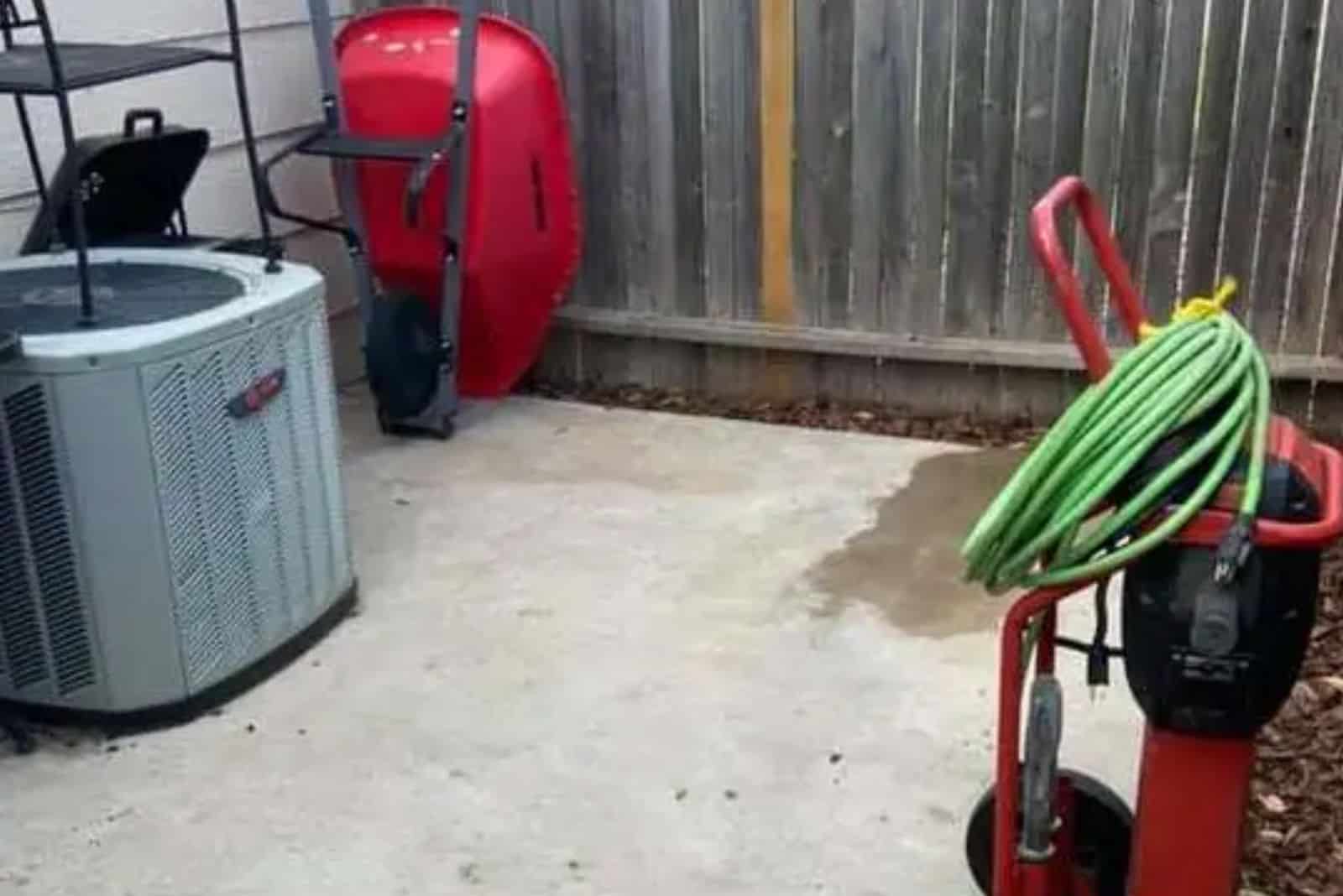 concrete patio in backyard