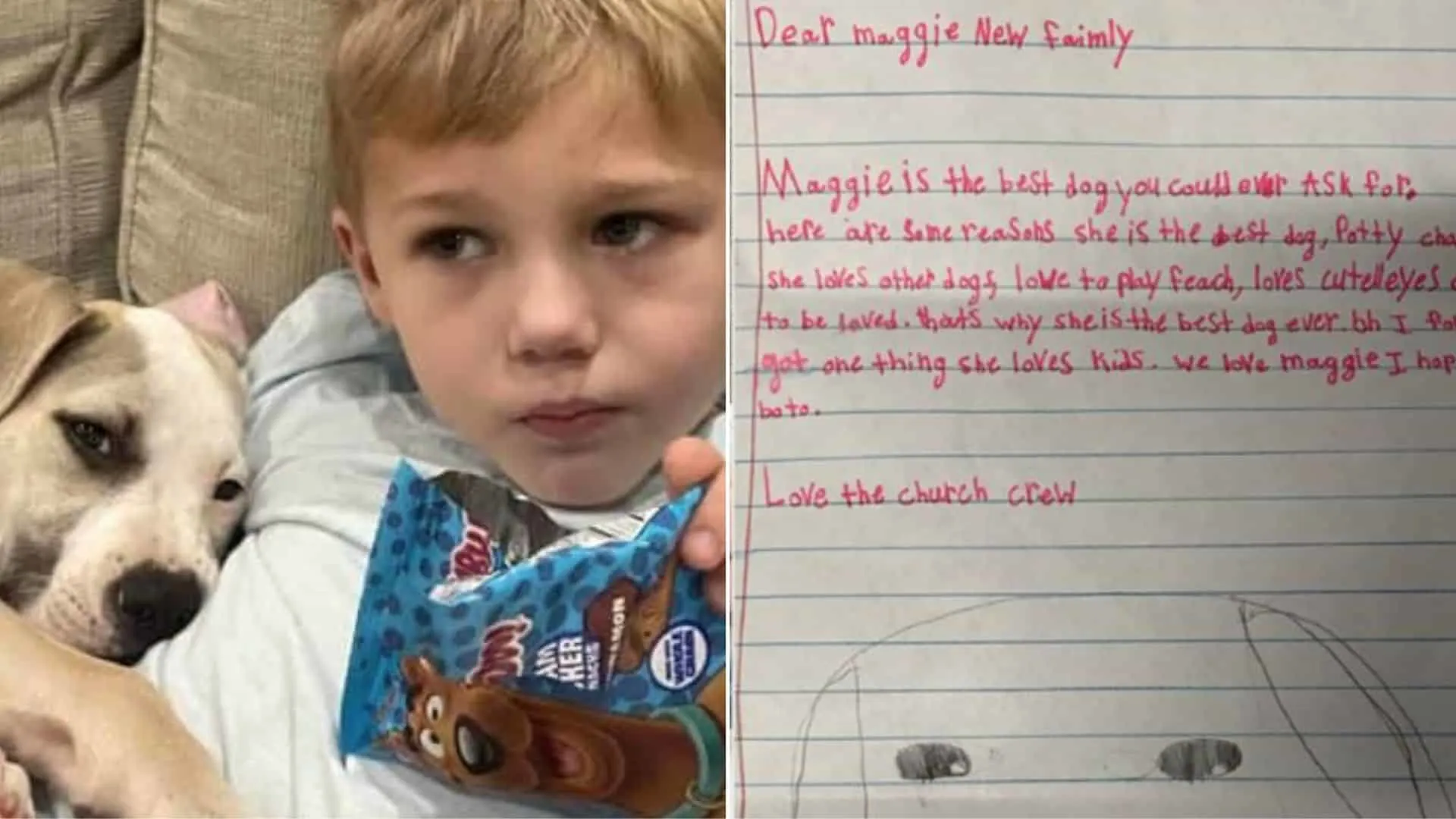 Un niño de 7 años de Luisiana escribe conmovedoras cartas a la nueva familia de su perro adoptivo