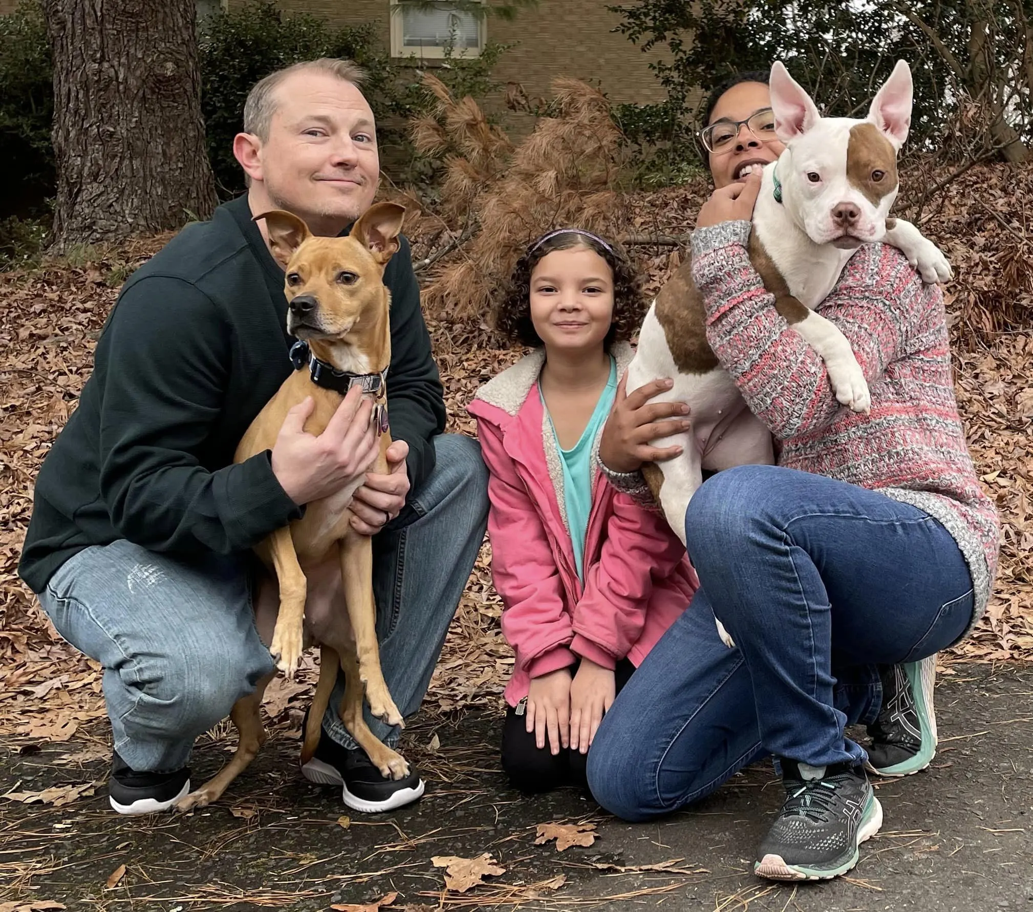 photo of the family with two dogs
