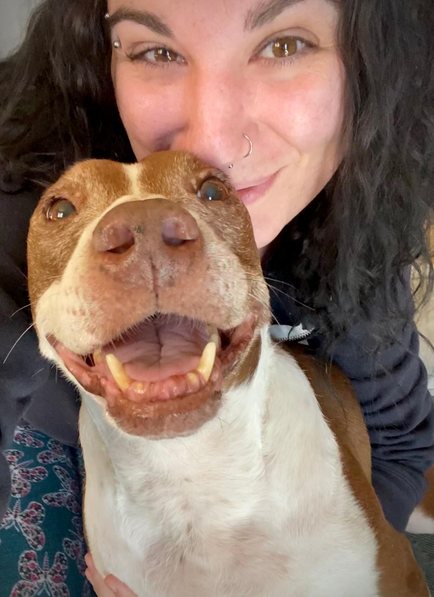 owner and her happy dog