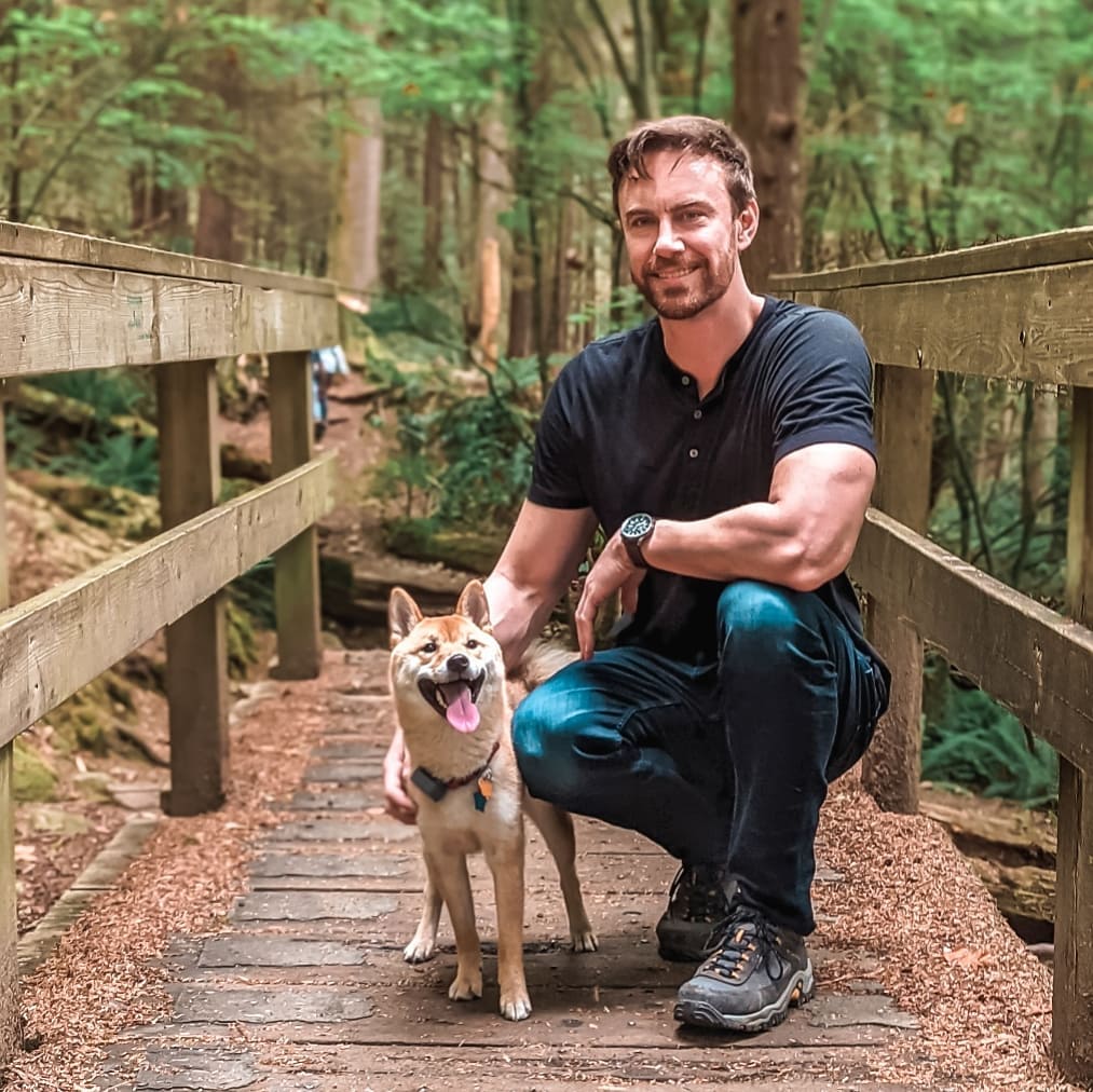 owner with shiba inu