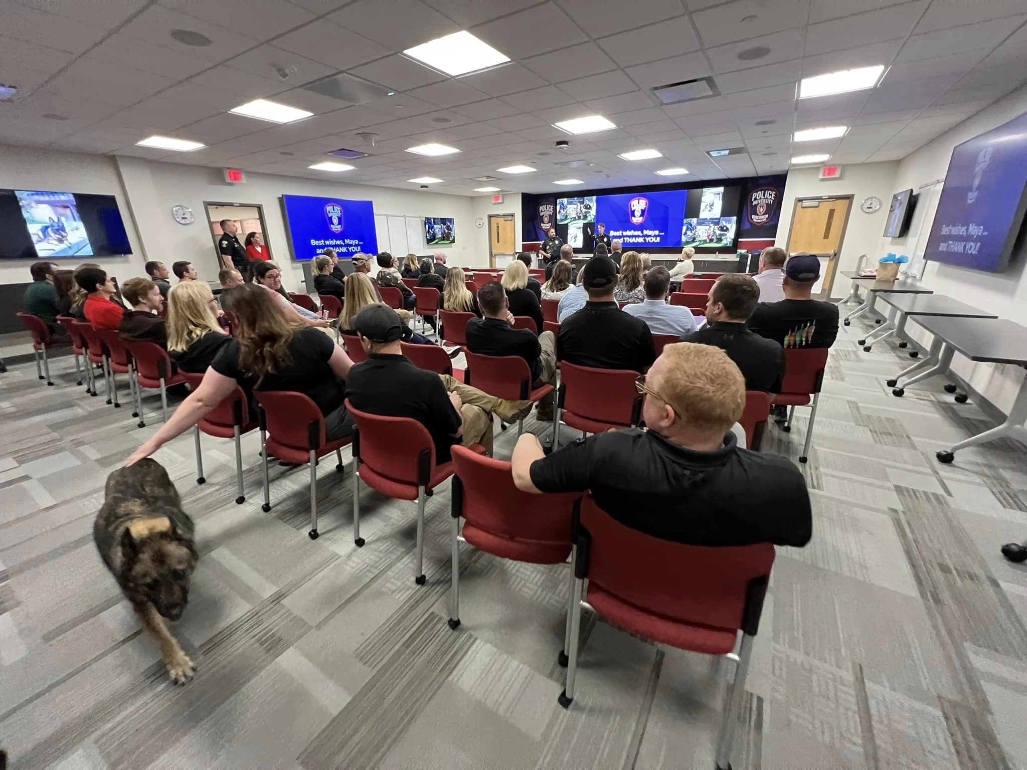 room full of people sitting on chairs