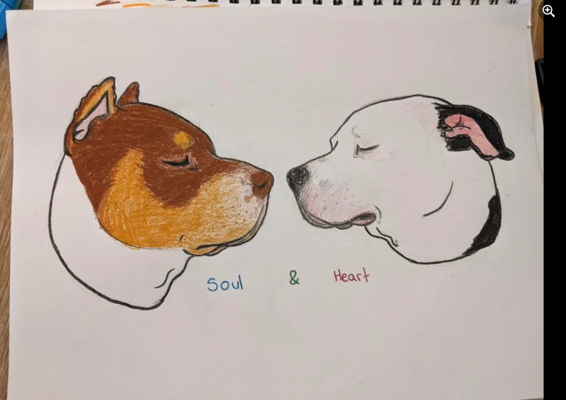 dos perros pintados en una hoja