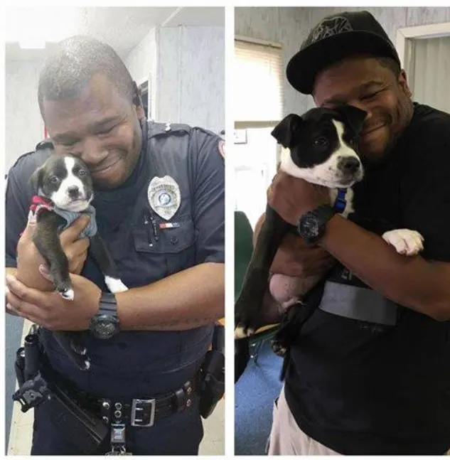 portrait of a policeman and a dog
